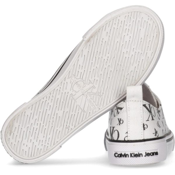 Calvin Klein Logo All Over Low Cut Lace-Up Sneakers White on Sale