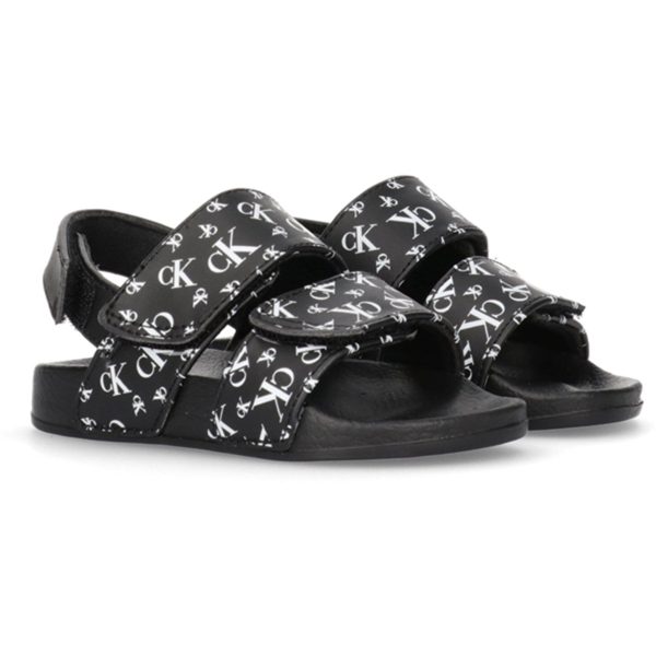 Calvin Klein Logo All Over Velcro Sandal Black Online