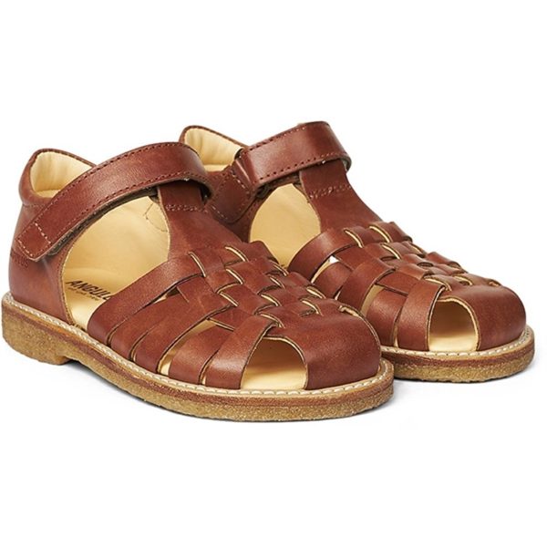 Angulus Sandal M. Flet Og Velcrolukning Tan Online Hot Sale