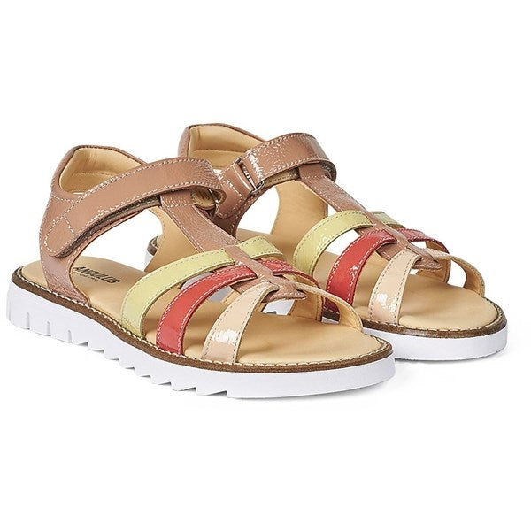 Angulus Sandal M. T-Rem Og Velcrolukning Dark Peach Peach Koral Lys Gul Online now