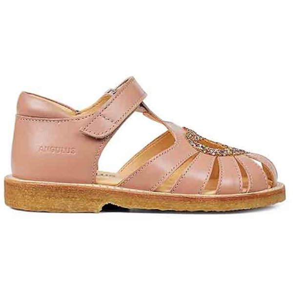 Angulus Hjerte Sandal M. Velcrolukning Mørk Peach Multi Glitter Discount