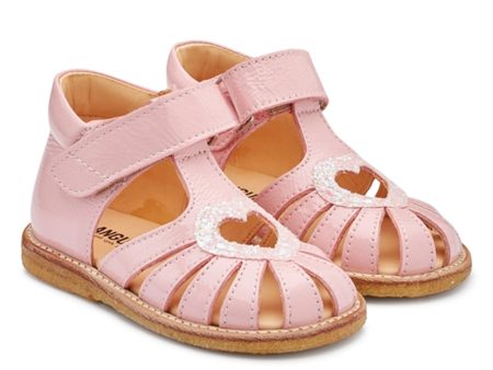 Angulus Begyndersandal M. Velcrolukning Rosa Rosa Glitter Supply