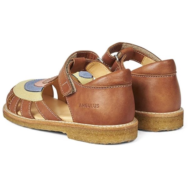 Angulus Sandal M. Regnbue Og Velcro Lukning Cognac Gul Blå Fersken on Sale