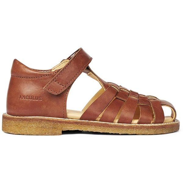 Angulus Sandal M. Flet Og Velcrolukning Tan Online Hot Sale