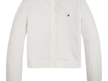 Tommy Hilfiger Crochet Cardigan Ancient White on Sale