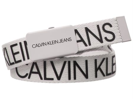 Calvin Klein Canvas Logo Bælte Ghost Grey Online Hot Sale