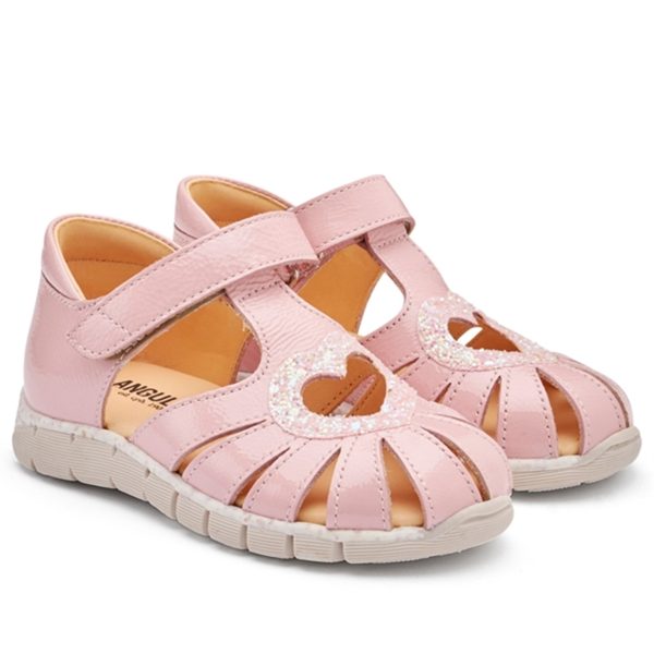 Angulus Hjerte Sandal M. Velcrolukning Rosa Rosa Glitter Online Hot Sale