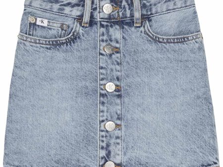 Calvin Klein A Line Denim Nederdel Salt Pepper Light Supply