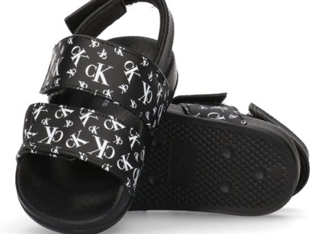 Calvin Klein Logo All Over Velcro Sandal Black Online