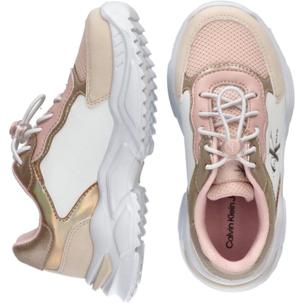 Calvin Klein Low Cut Lace-Up Sneakers Beige Nude White on Sale