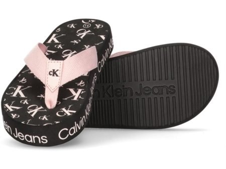 Calvin Klein Logo Print Flip Flop Pink Online Sale