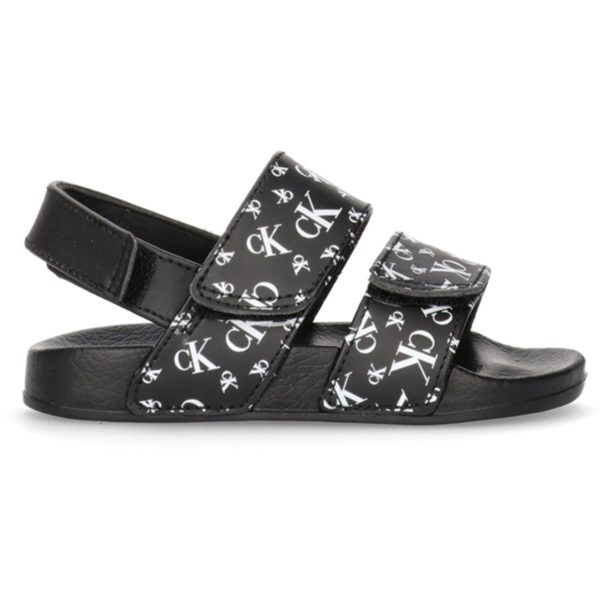 Calvin Klein Logo All Over Velcro Sandal Black Online