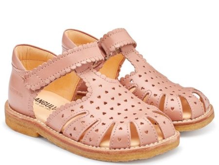 Angulus Sandal M. Velcrolukning Og Hjerter Mørk Fersken Online Hot Sale