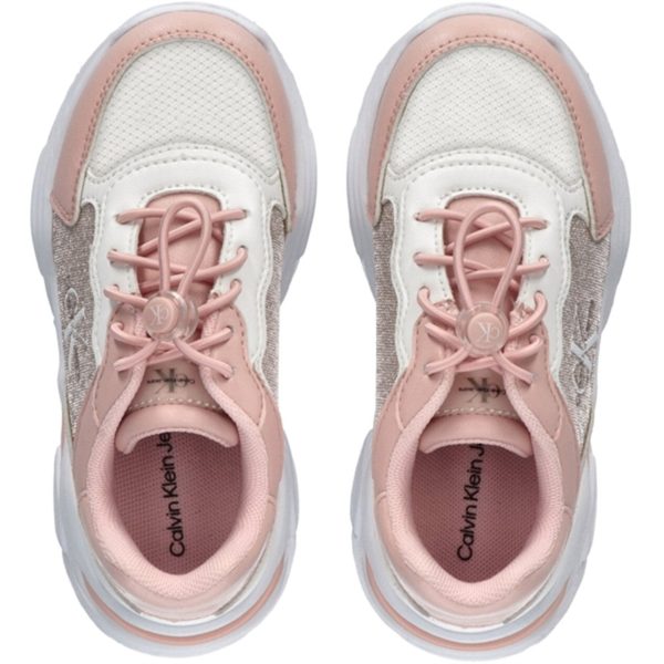 Calvin Klein Low Cut Lace-Up Sneakers Pink White For Cheap