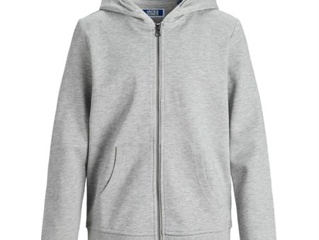 Jack & Jones Junior Light Grey Melange Basic Sweatshirt m. Lynlås Noos Online Hot Sale