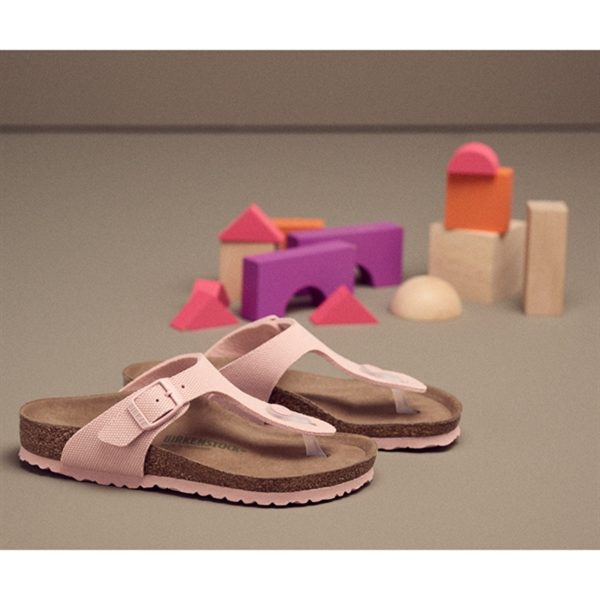 Birkenstock Gizeh Kids TEX Canvas Soft Pink Sandal For Sale