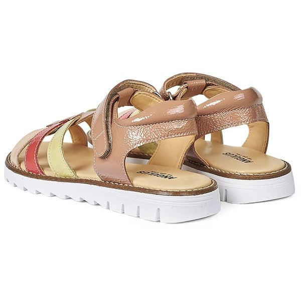 Angulus Sandal M. T-Rem Og Velcrolukning Dark Peach Peach Koral Lys Gul Online now