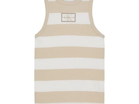 Calvin Klein Rib Tank Top Bright White Classic Beige Fashion