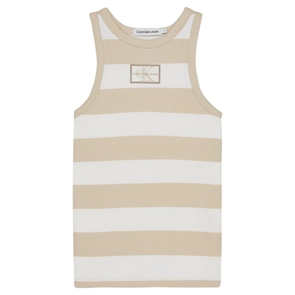 Calvin Klein Rib Tank Top Bright White Classic Beige Fashion