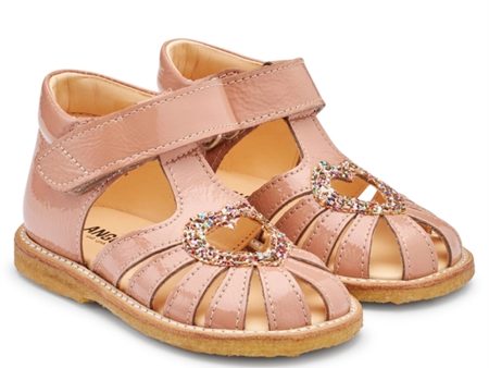 Angulus Begyndersandal M. Velcrolukning Mørk Fersken Multi Glitter For Sale