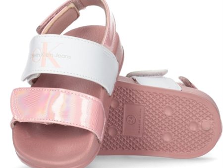 Calvin Klein Velcro Sandal Pink White Online Hot Sale