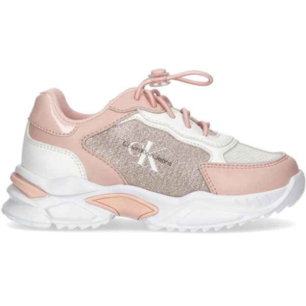 Calvin Klein Low Cut Lace-Up Sneakers Pink White For Cheap