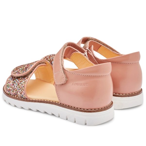 Angulus Sandal M. Velcrolukning Mørk Peach Multi Glitter Hot on Sale