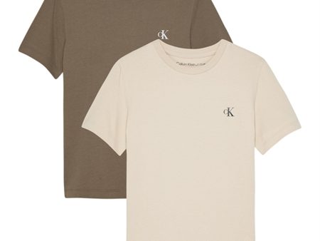 Calvin Klein Monogram T-shirt 2-pak Shitake Classic Beige For Cheap