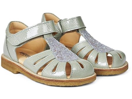 Angulus Sandal M. Velcrolukning Mint Mint glitter Fashion