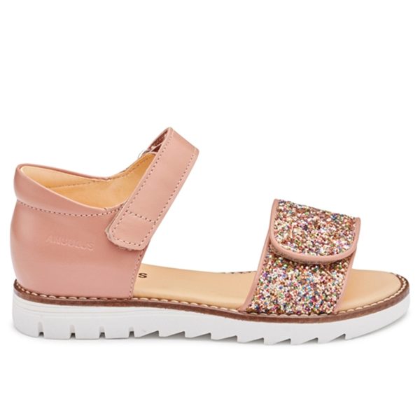 Angulus Sandal M. Velcrolukning Mørk Peach Multi Glitter Hot on Sale