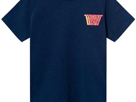 Wood Wood Navy Ola Logo T-shirt Hot on Sale