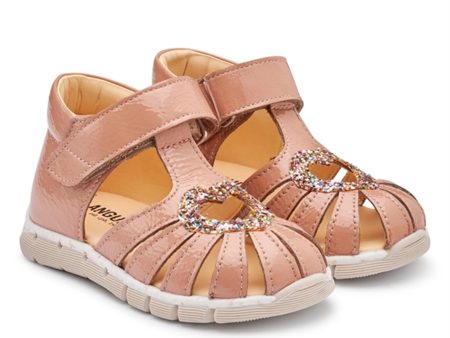 Angulus Begyndersandal M. Velcrolukning Dark Peach Multi Glitter Sale